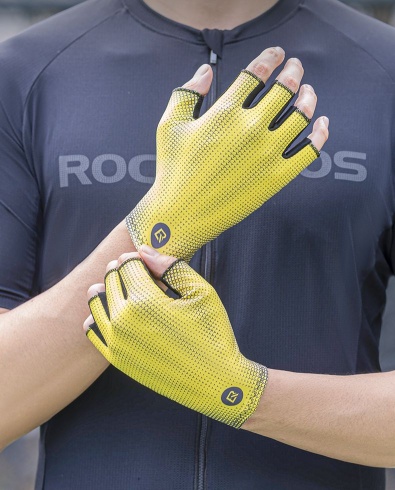 Велоперчатки ROCKBROS желтые (короткие пальцы)