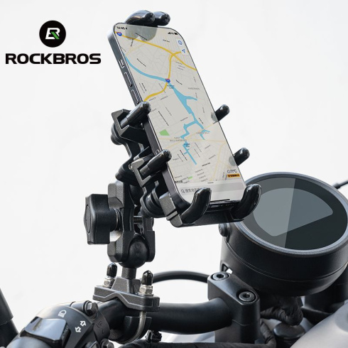 Держатель для телефона ROCKBROS 25210024001 алюминиевый, универсальное крепление, гашение вибраций