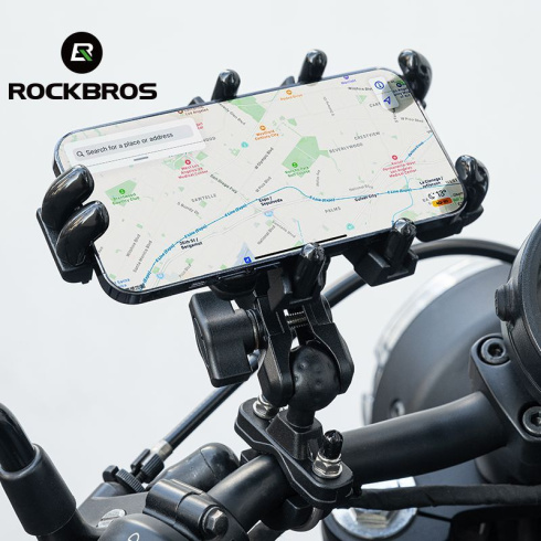 Держатель для телефона ROCKBROS 25210024001 алюминиевый, универсальное крепление, гашение вибраций