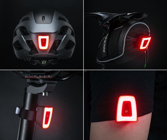 Фонарь задний ROCKBROS мягкий свет, диодный, 5 режимов, USB возможно крепить на одежду и шлем