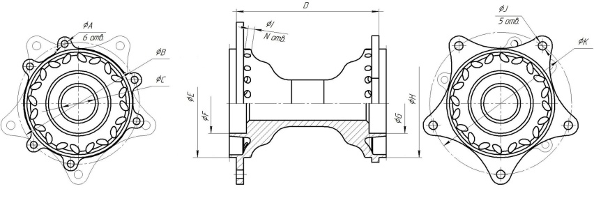 Ступица задняя 450-2R 32H 25мм CNC r BSE Z10 M2 M2Y Z7