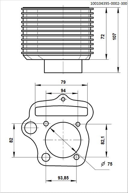 Цилиндр ДВС [75мм] 300 cc BSE ZS175FMN