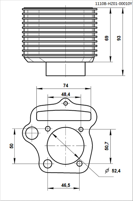 Цилиндр ДВС (BK110) BSE FH125 CORE 125 17/14