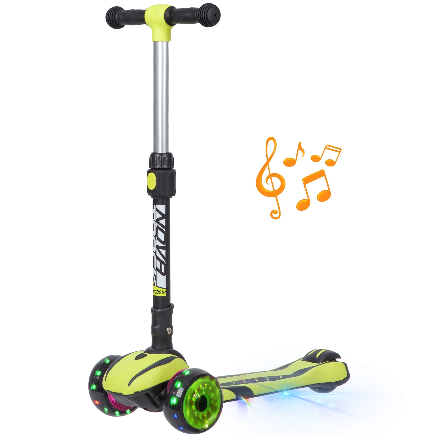 Самокат-кикборд Novatrack RainBow, подростковый, складной механизм на руле, широкие свет.колеса PU