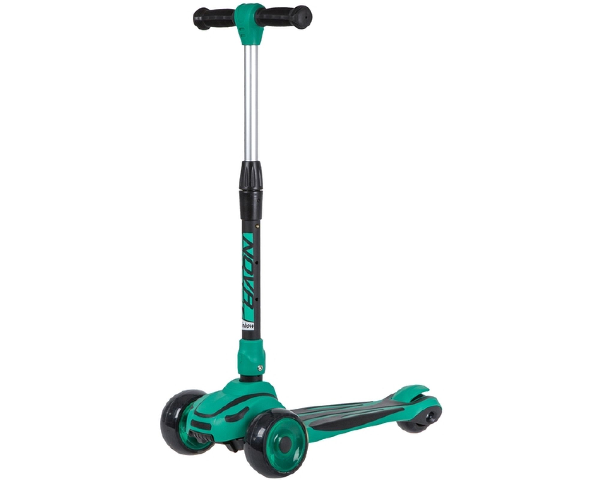 Самокат-кикборд Novatrack RainBow, для детей, двухцветная платформа, складной, зеленый