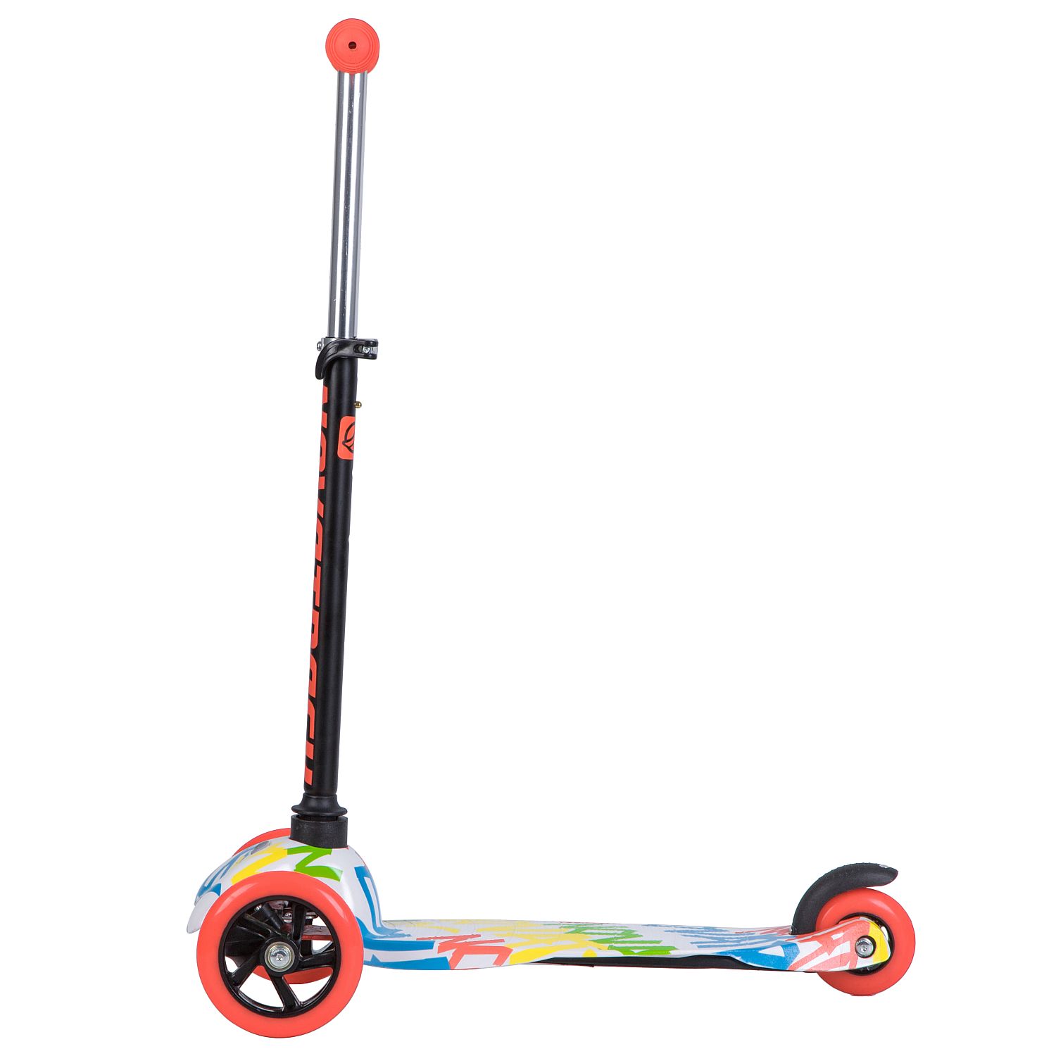 Самокат Novatrack Disco-kids Graffiti для детей, неоновый цветной дизайн, белый