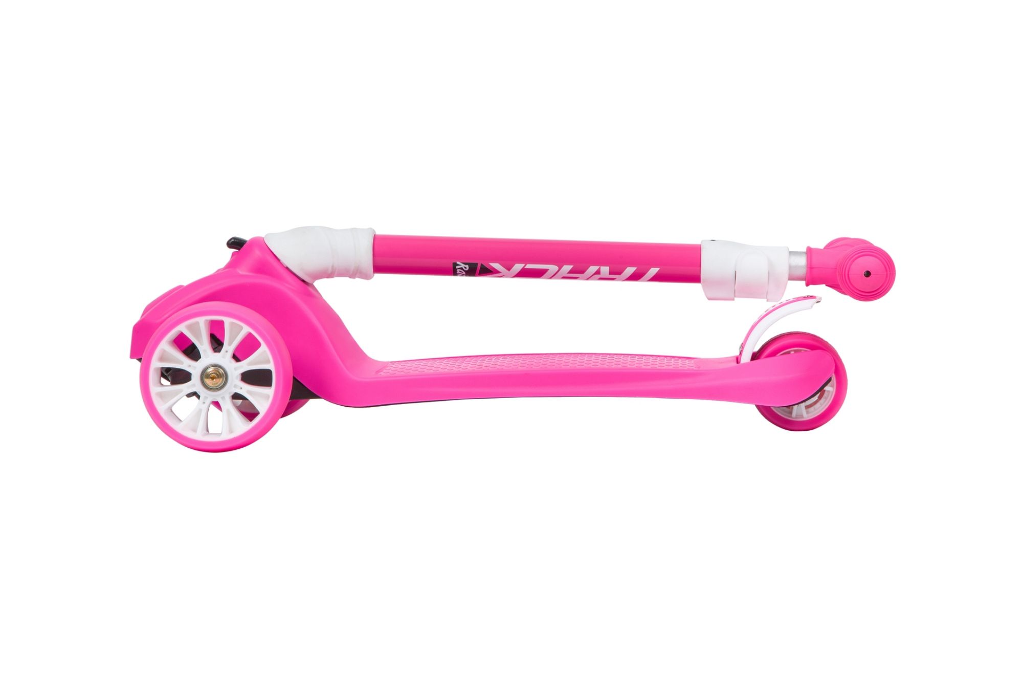Самокат для детей Novatrack RainBow, складной, широкие свет.колеса PU, розовый
