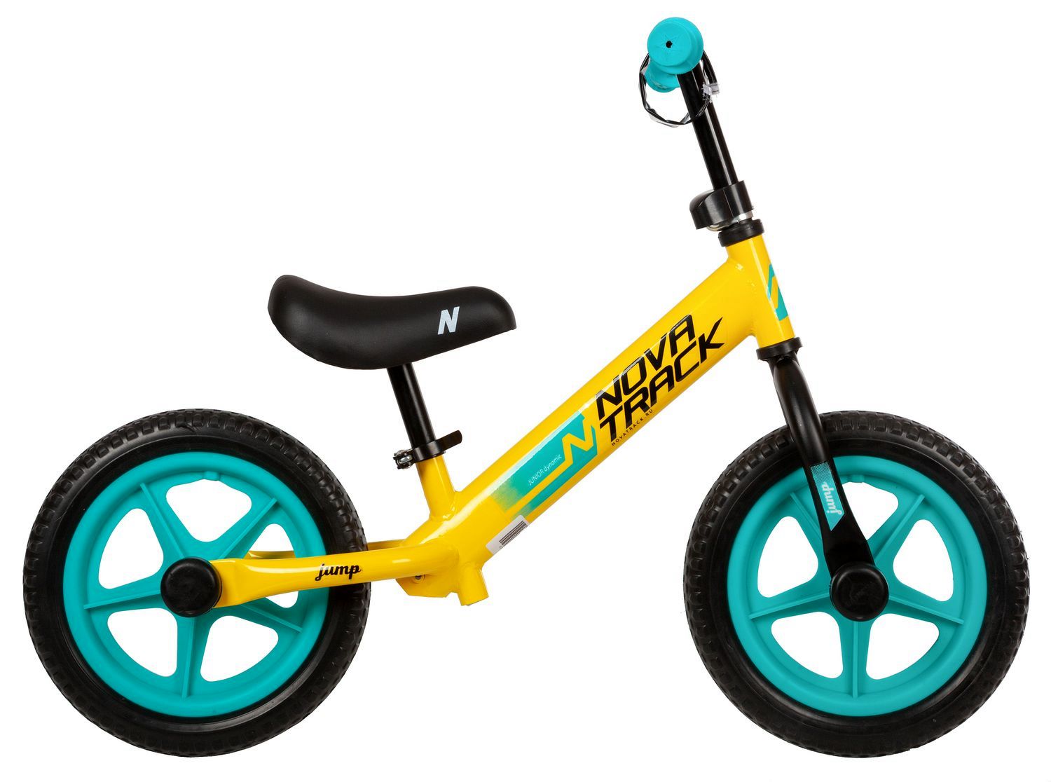 Беговел NOVATRACK 12" JUMP лаймовый, сталь, цветной пластиковый обод, колеса EVA