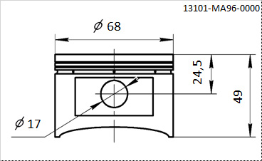 Поршень A=69 B=24 C=49 D=17,2 [100101476] BSE ZS169FMM