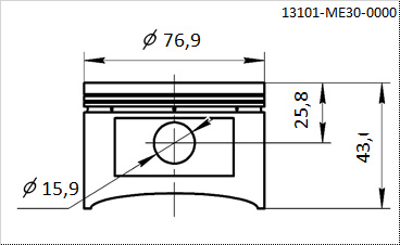 Поршень A=77 B=25,8 C=44,6 D=15,9 [100068638] BSE ZS177MM
