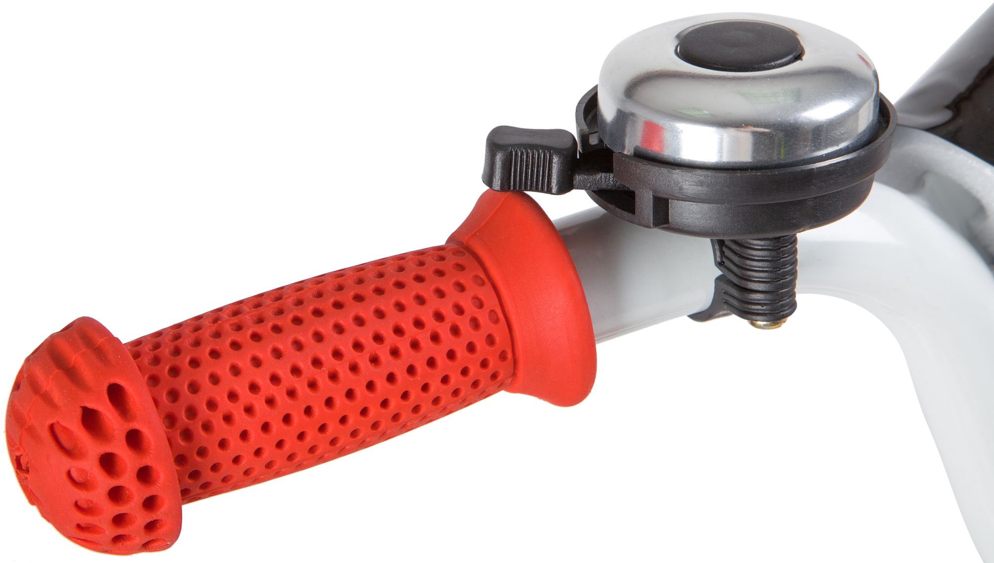 Велосипед NOVATRACK 14" STRIKE белый-красный, тормоз нож, крылья корот, полная защ.цепи