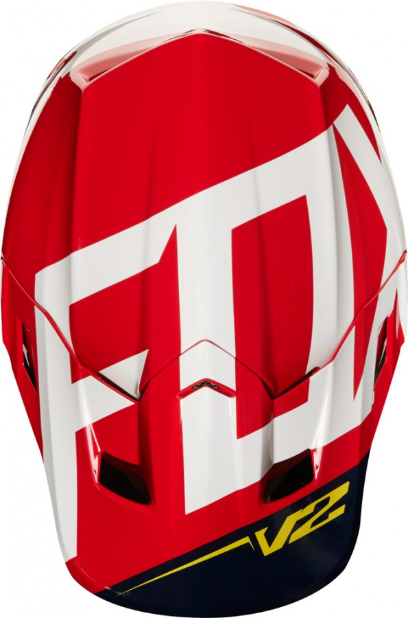Мотошлем Fox V2 Preme Helmet Navy/Red S 55-56cm (19528-248-S)