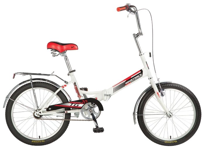 Велосипед NOVATRACK 20" складной, TG30, белый, торм 1руч и нож,,ALобода, комфорт.сид.и руль #137232