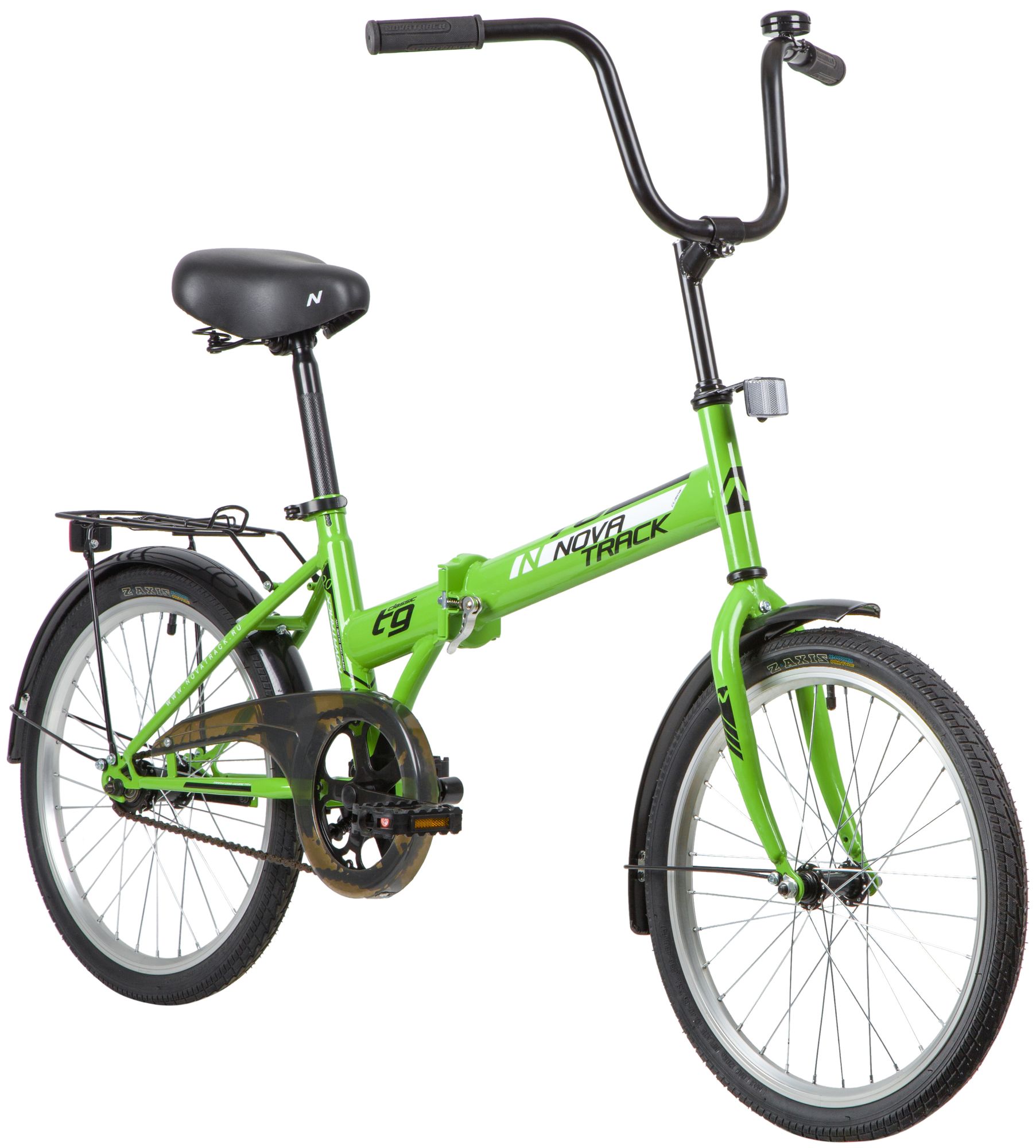 Велосипед NOVATRACK 20" складной, TG30, салатовый, тормоз нож,двойной обод,сид.и руль комфор