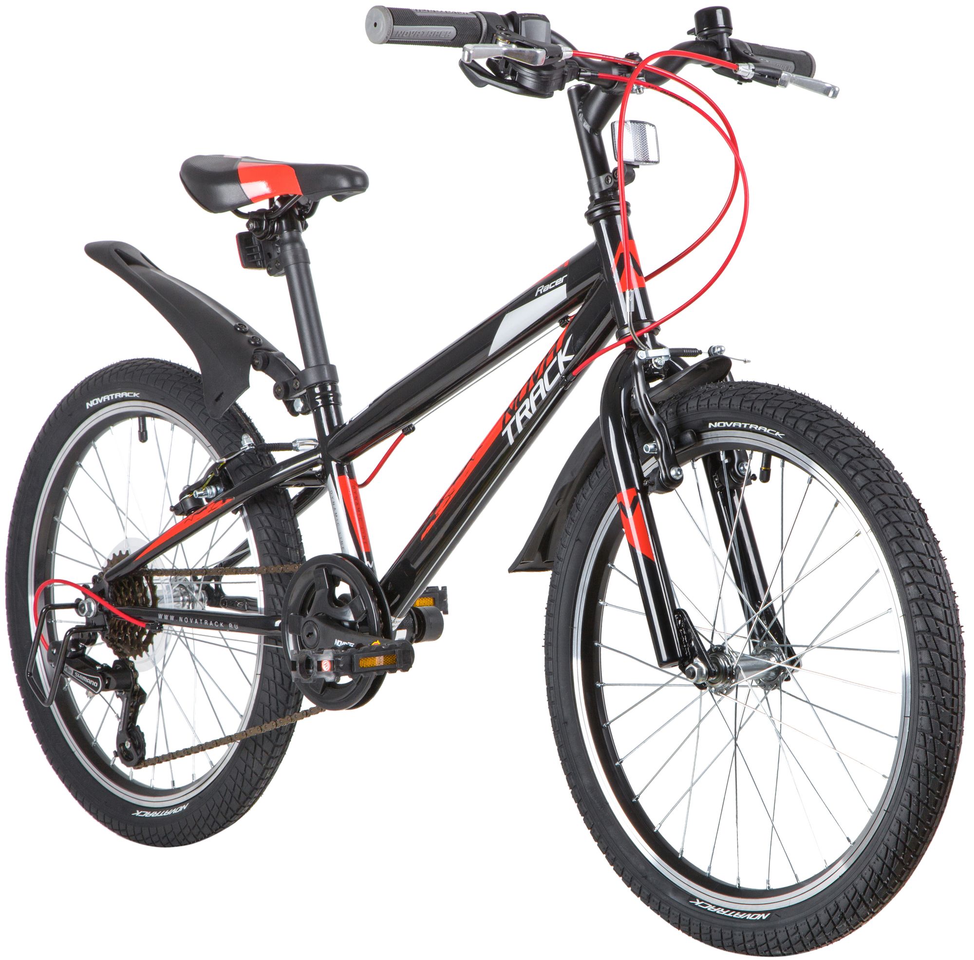 Велосипед NOVATRACK 20" RACER, черный, сталь, 6 скор., Microshift TS38-6/Shimano, V-Brake#139724