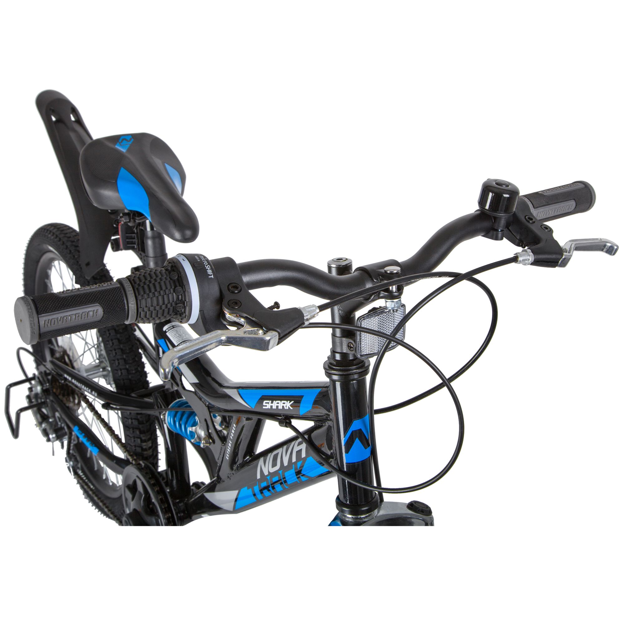 Велосипед NOVATRACK 20" SHARK чёрный, сталь, 6-скор, Microshift/Power, диск.тормоз STG