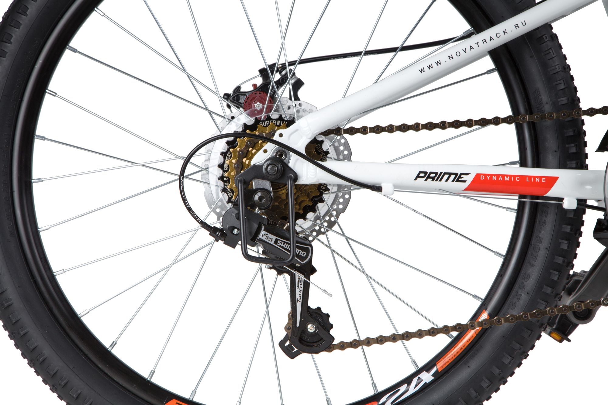 Велосипед NOVATRACK 24" PRIME алюм.рама 11", белый, 18-скор, TY21/TS38/SG-6SI, диск.торм.STG