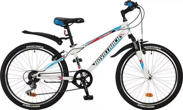 Велосипед NOVATRACK 24" EXTREME Белый,  стальная рама 12", 6 скор., Shimano TZ500/Microshift TS