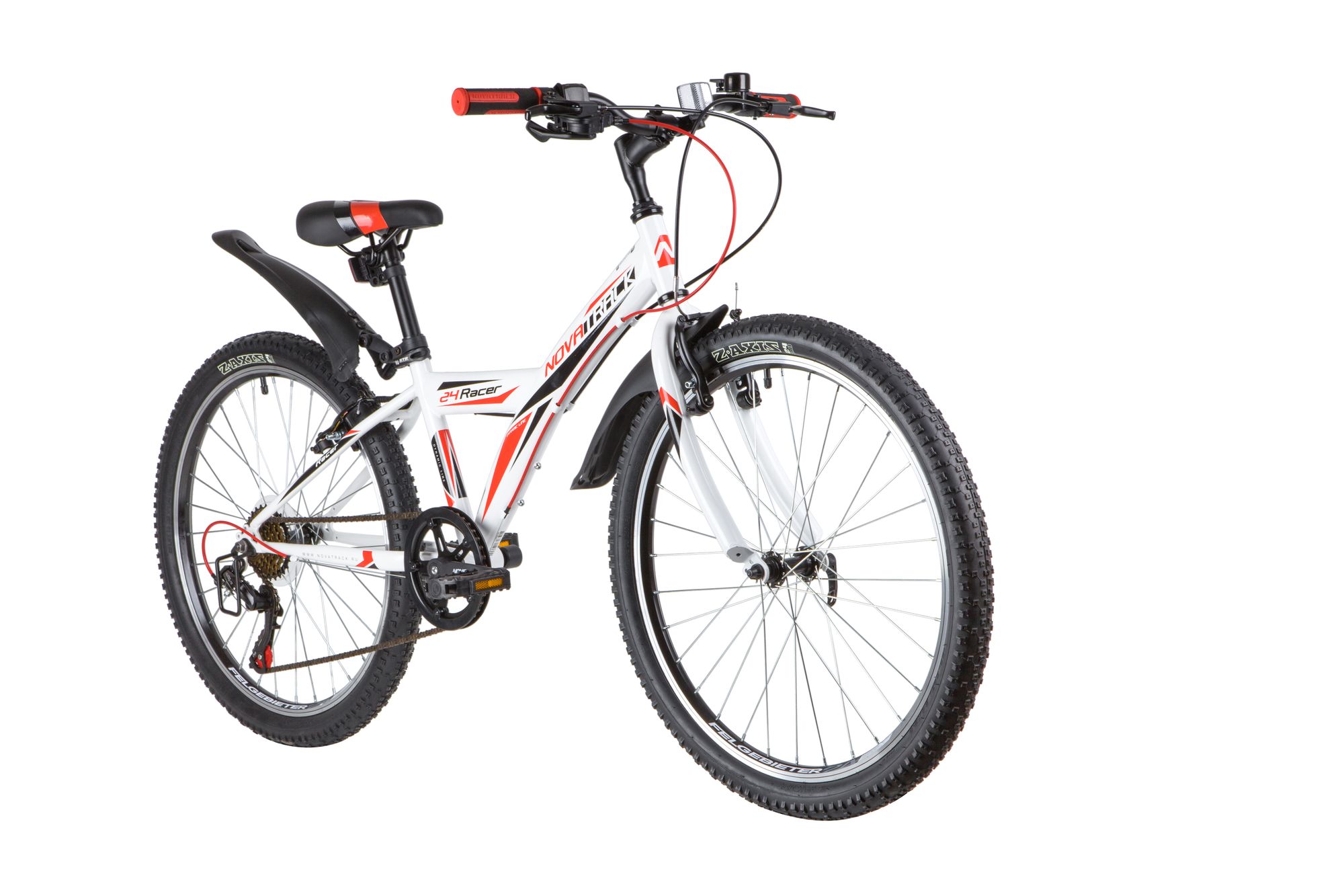 Велосипед NOVATRACK 24" RACER сталь.рама 12" ,белый, 6-скор, TY21/TS38/SG-6SI, V-brake#148088
