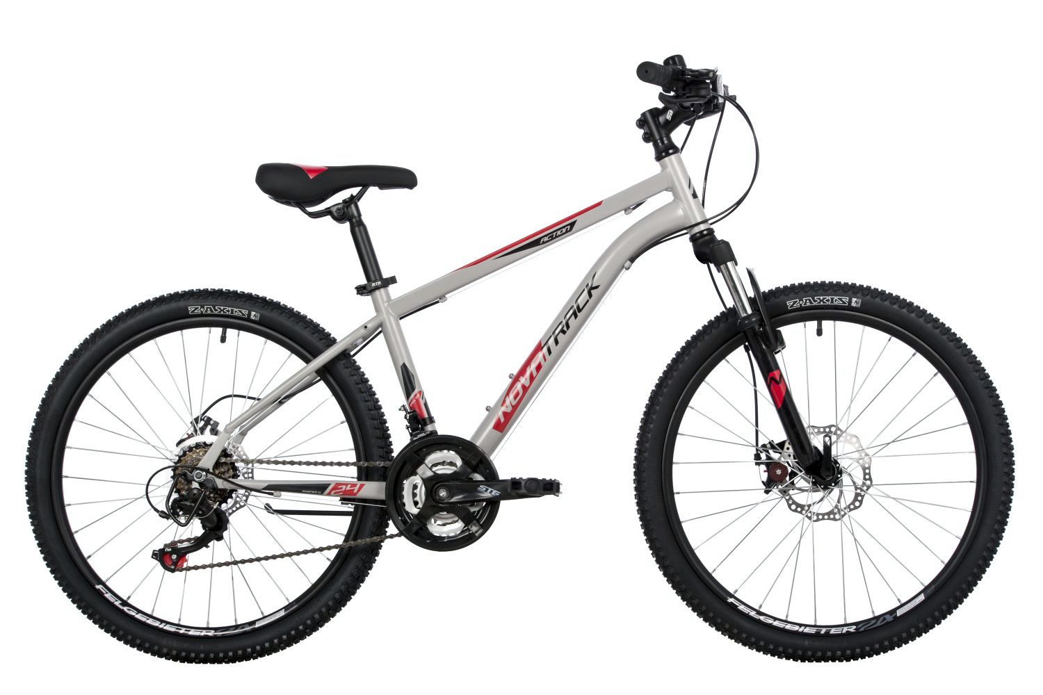 Велосипед NOVATRACK 24" ACTION сталь 14'', серый, 18 скор.TZ500/TS-38/TZ500/SG-6S, диск.торм STG