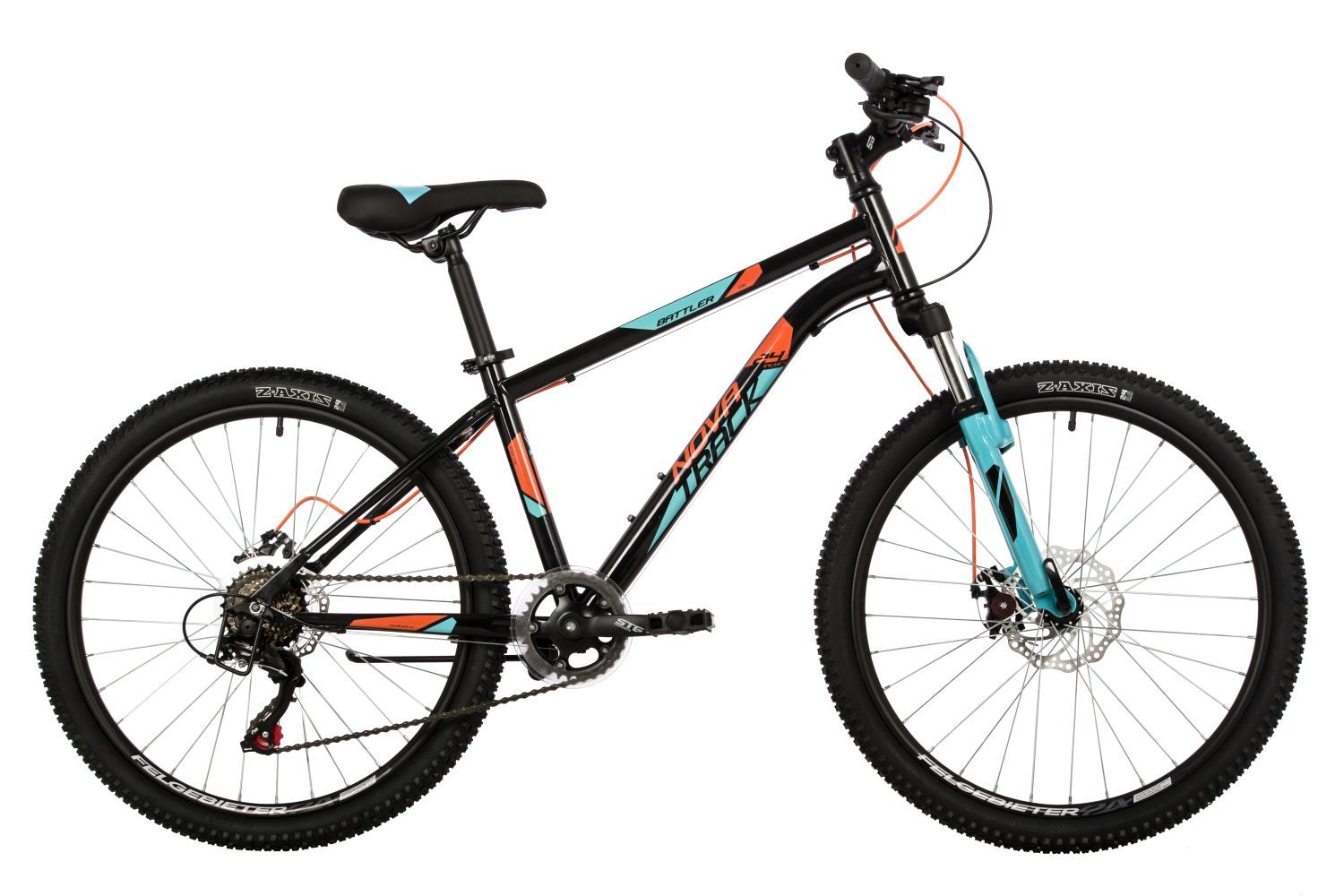 Велосипед NOVATRACK 24" BATTLER сталь 14'', черный, 6 скор.TZ500/TS-38/SG-6S, диск.торм STG