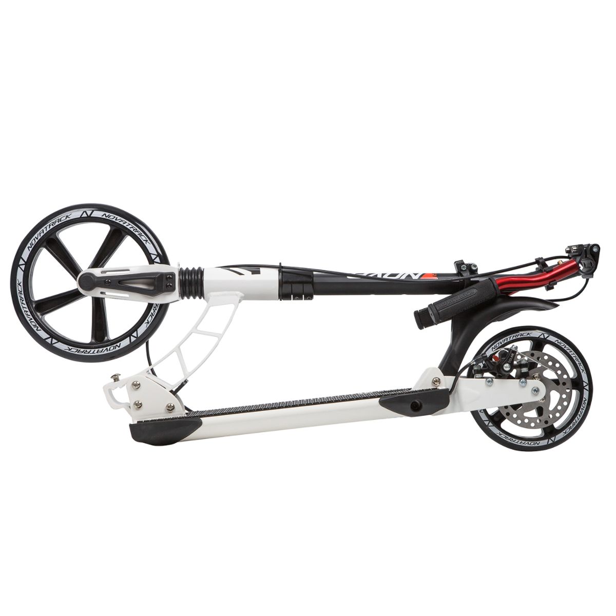 Самокат для детей NOVATRACK DEFT 250 PRO, передний и задний амортизатор, PU, белый