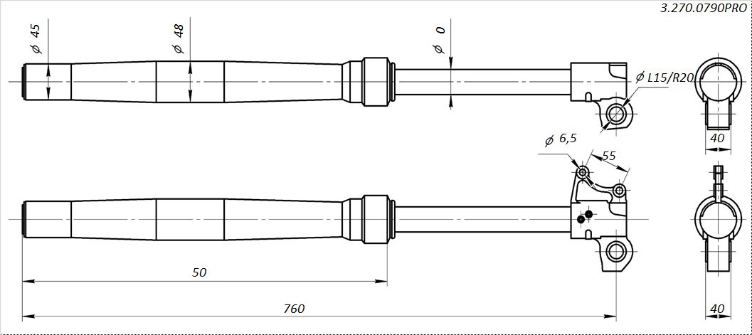 Амортизаторы передние 760x45x48 ось 15мм fastace BSE PH 125 MX