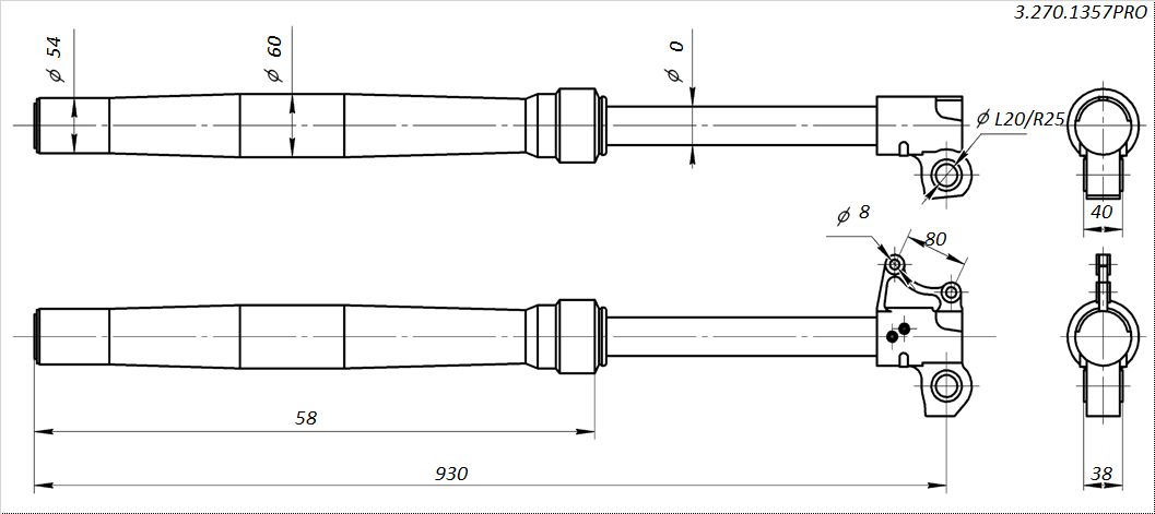 Амортизаторы передние 930x54x60 WP/M-серия регулируемые BSE M2 M8 RTC 300 M4