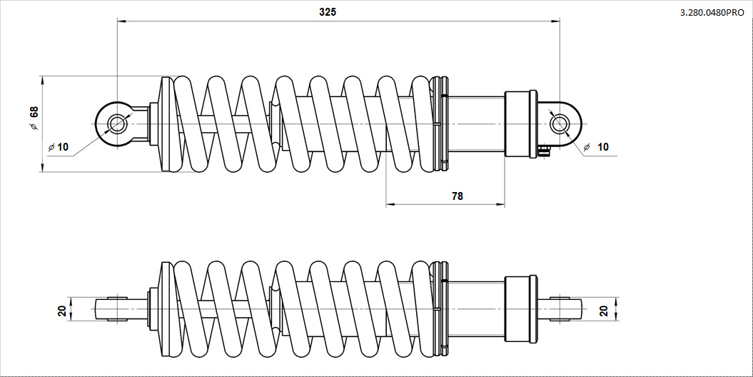 Амортизатор задний 325x12x202 DNM одна регулировка BSE PH 125 PH 150