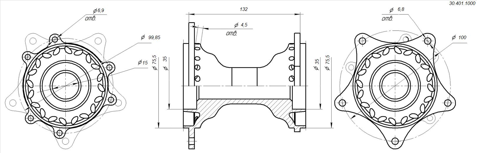 Ступица задняя 50-2R 32H 15мм литая b BSE MX