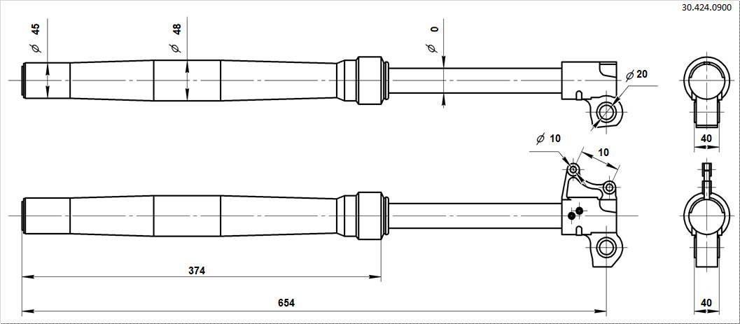 Амортизаторы передние 650x45x48 ось 15мм BSE EVO
