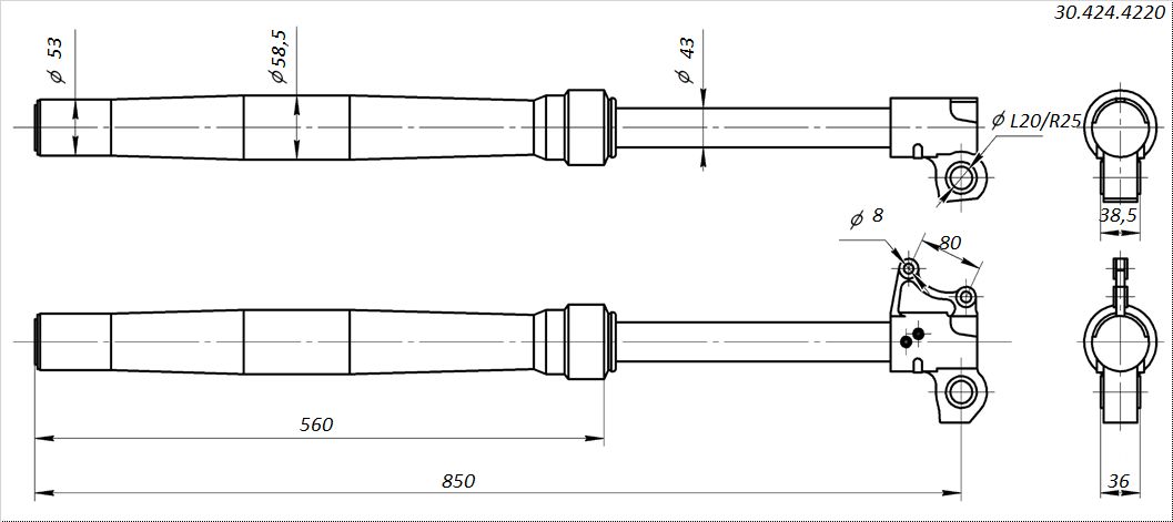Амортизаторы передние 850x53x58,5 BSE J1, J2