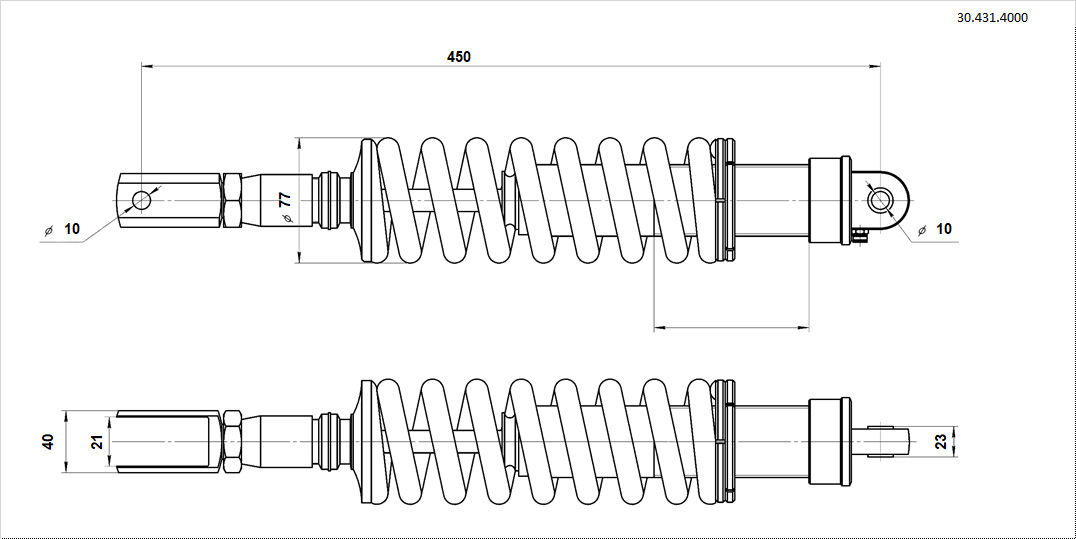 Амортизатор задний 450mm BTA59RC 500LBS BSE J1, J2 Z3 Z3Y J1, J2LE Z10 Z2
