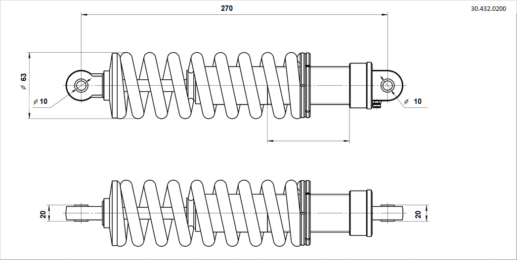 Амортизатор задний 270x8,5 ATV BSE XT-1