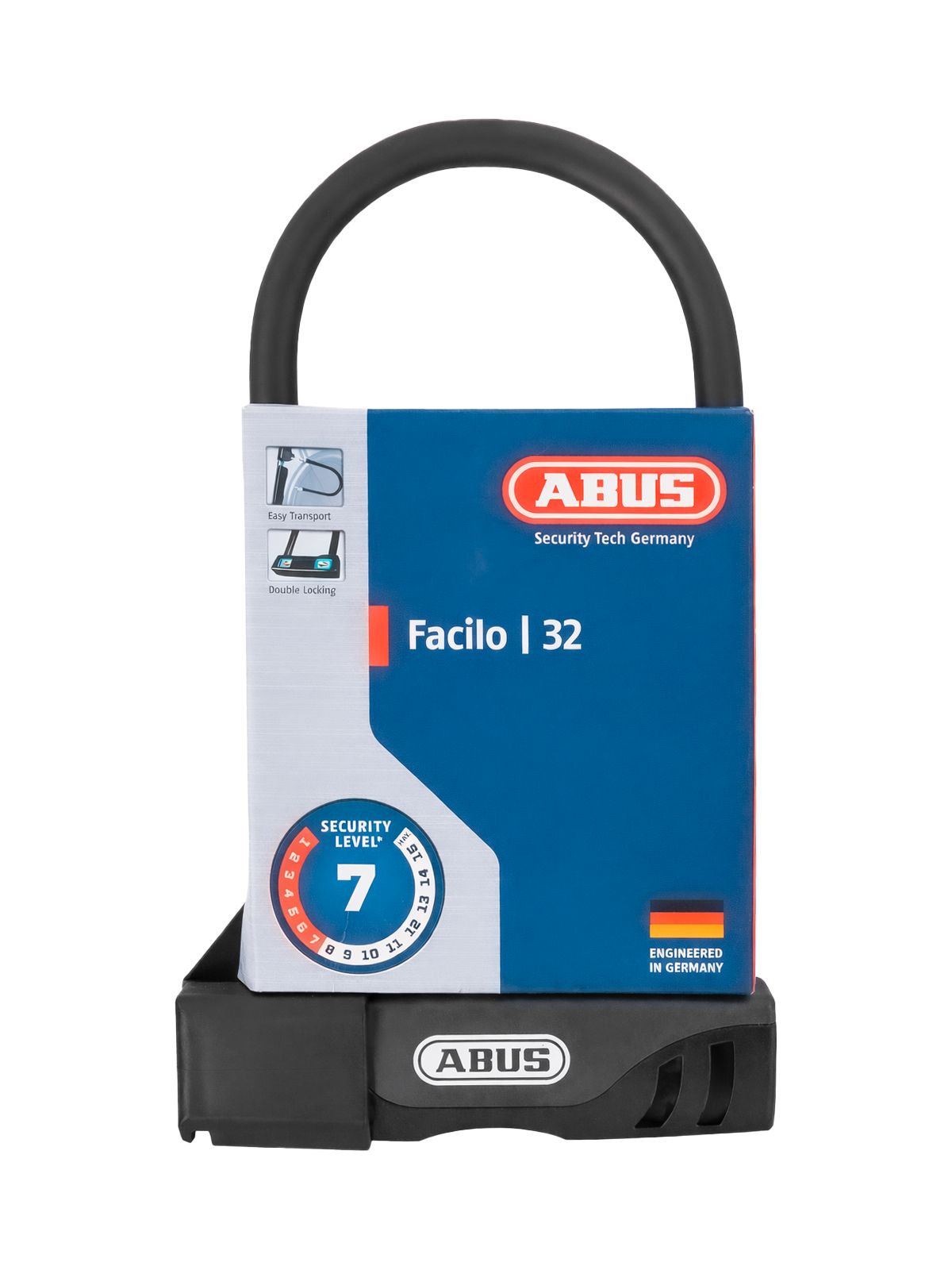 Замок вело Abus U-LOCK 32/150HB230+USH32 Facilo черный, U-Lock дуга, с креплением, под ключ, 7/15