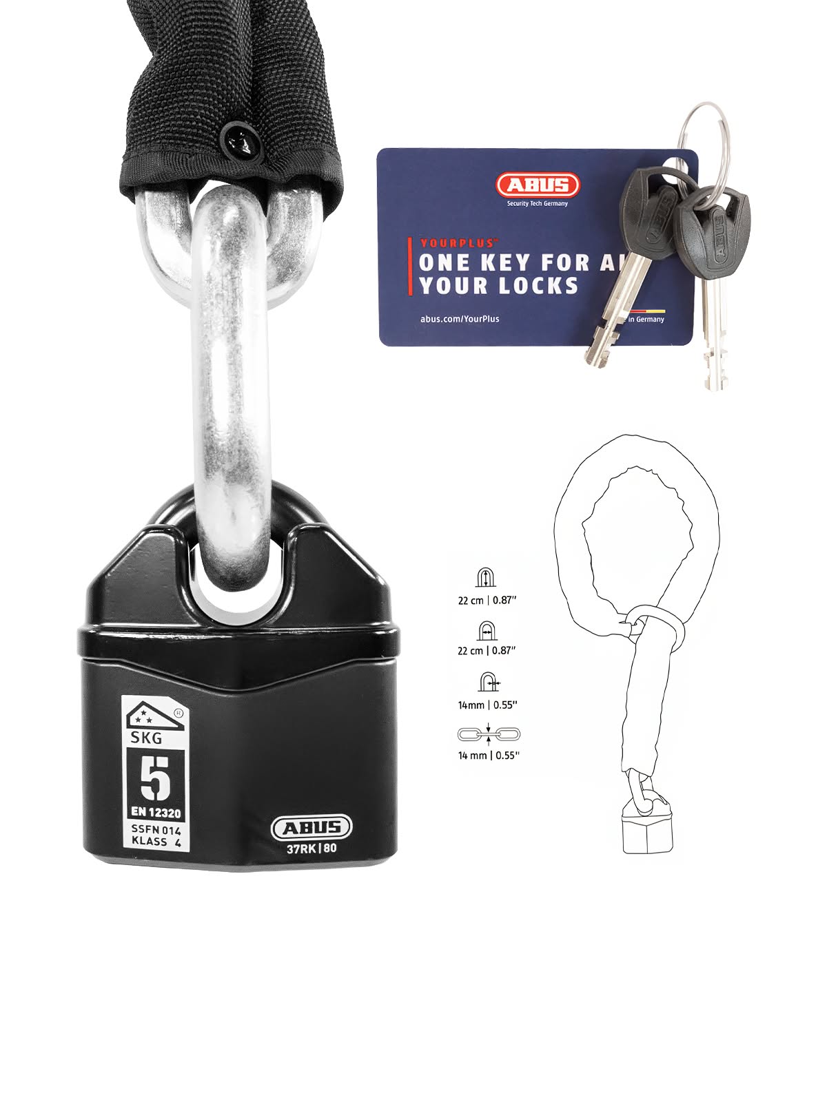 Замок мото ABUS 37RK/80+14KS120 black loop