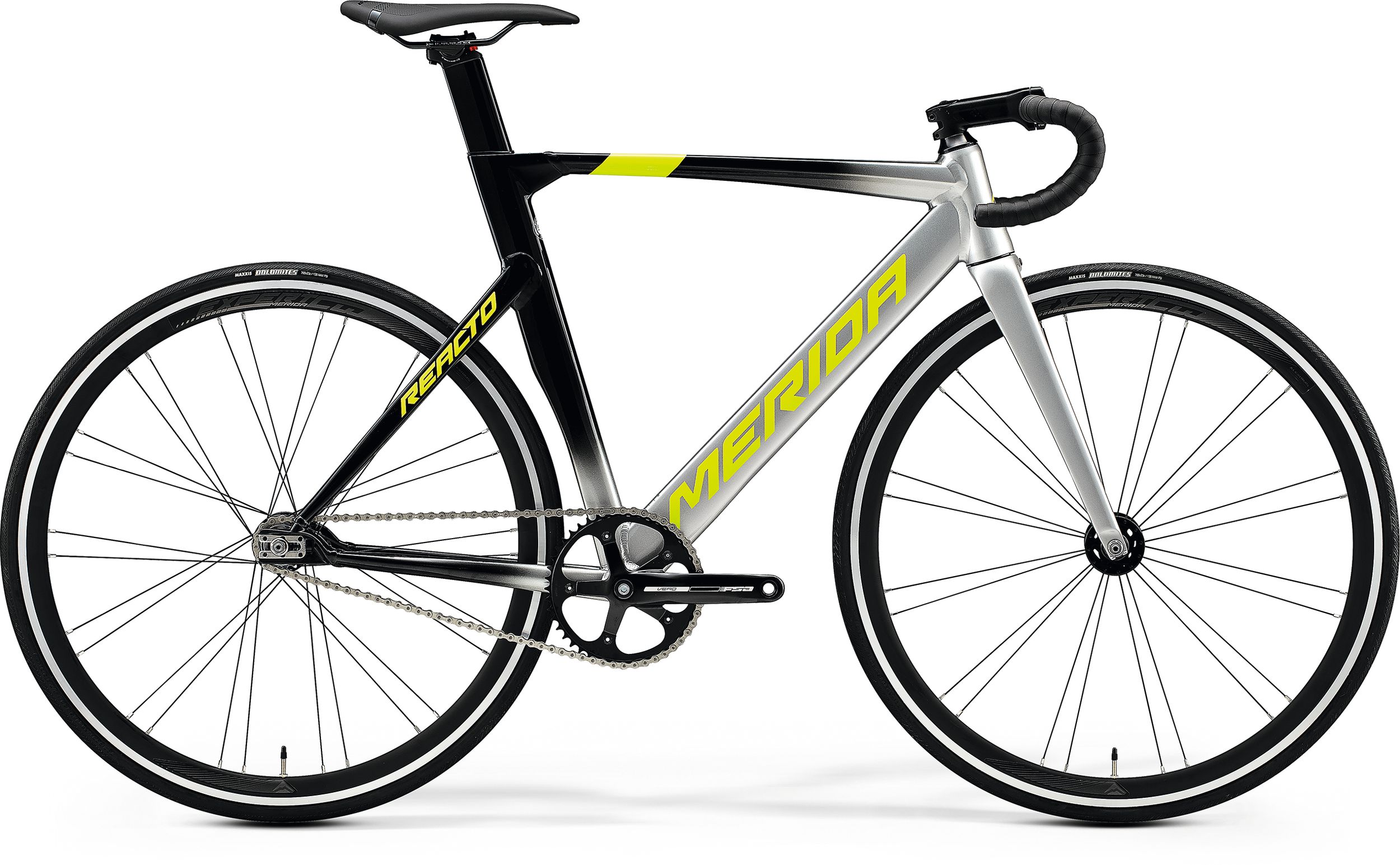 Велосипед Merida 2020 Reacto Track 500 Silver/MetallicBlack/Yellow