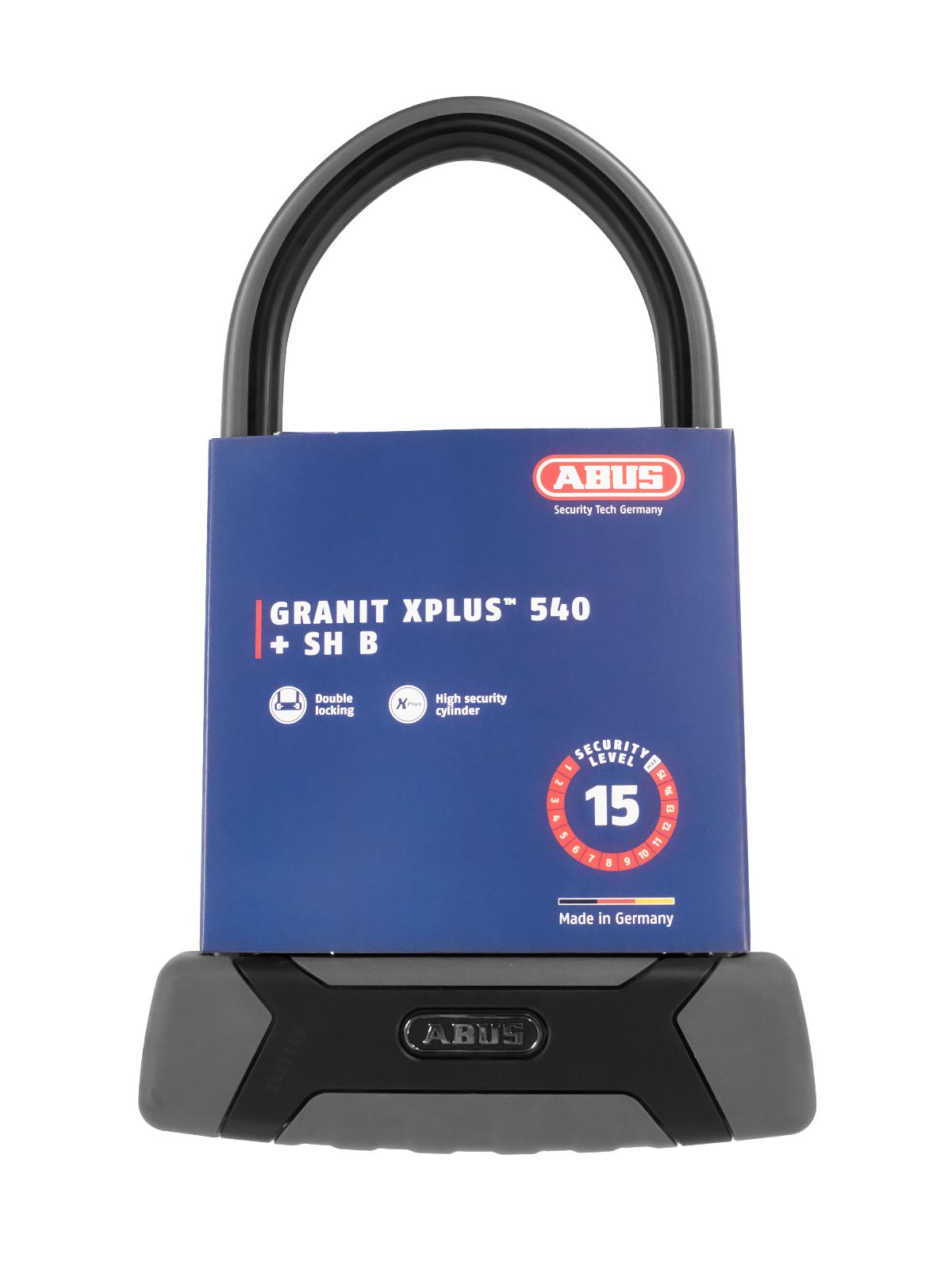 Замок вело Abus 540/160HB230+SH B GRANIT XPLUS черный, U-Lock дуга, с крепленим, под ключ, 15/15