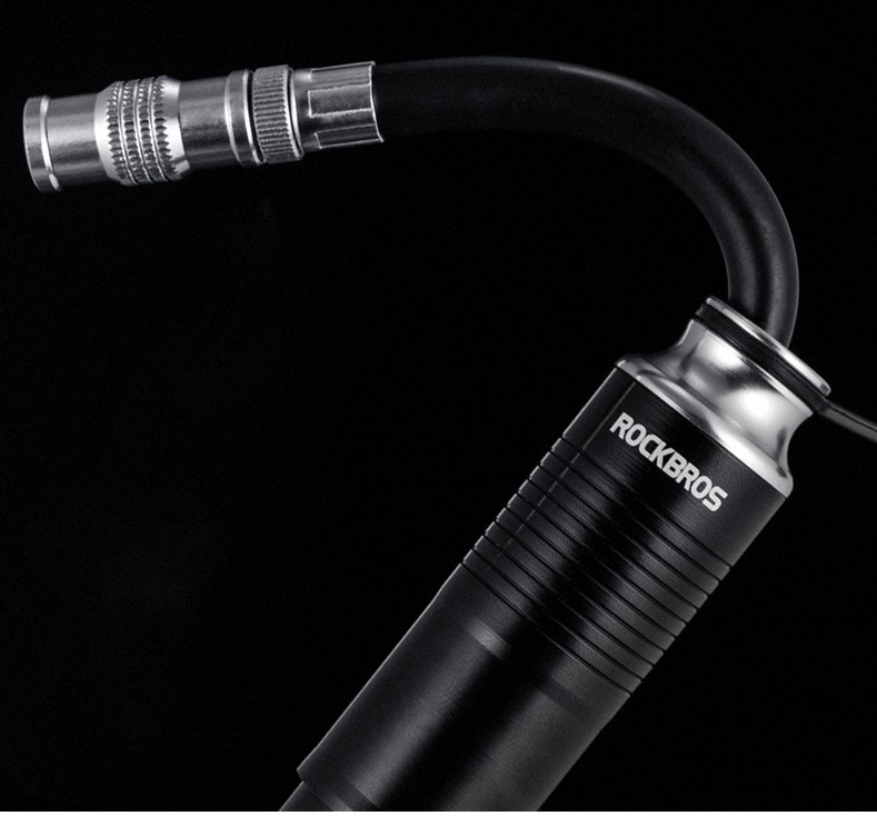 Насос ручной Rockbros компактный алюминиевый с пластиковой ручкой черный. 100psi. Арт. RB_JG-1040BBK