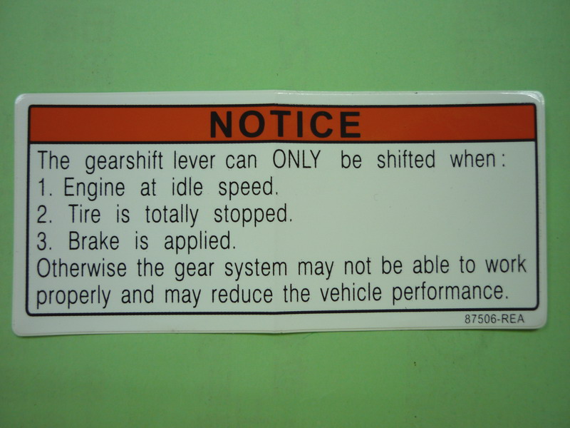 Наклейка информационная SYM