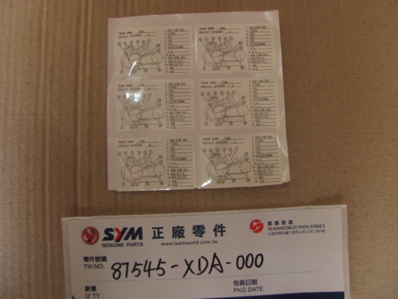 Наклейка информационная SYM