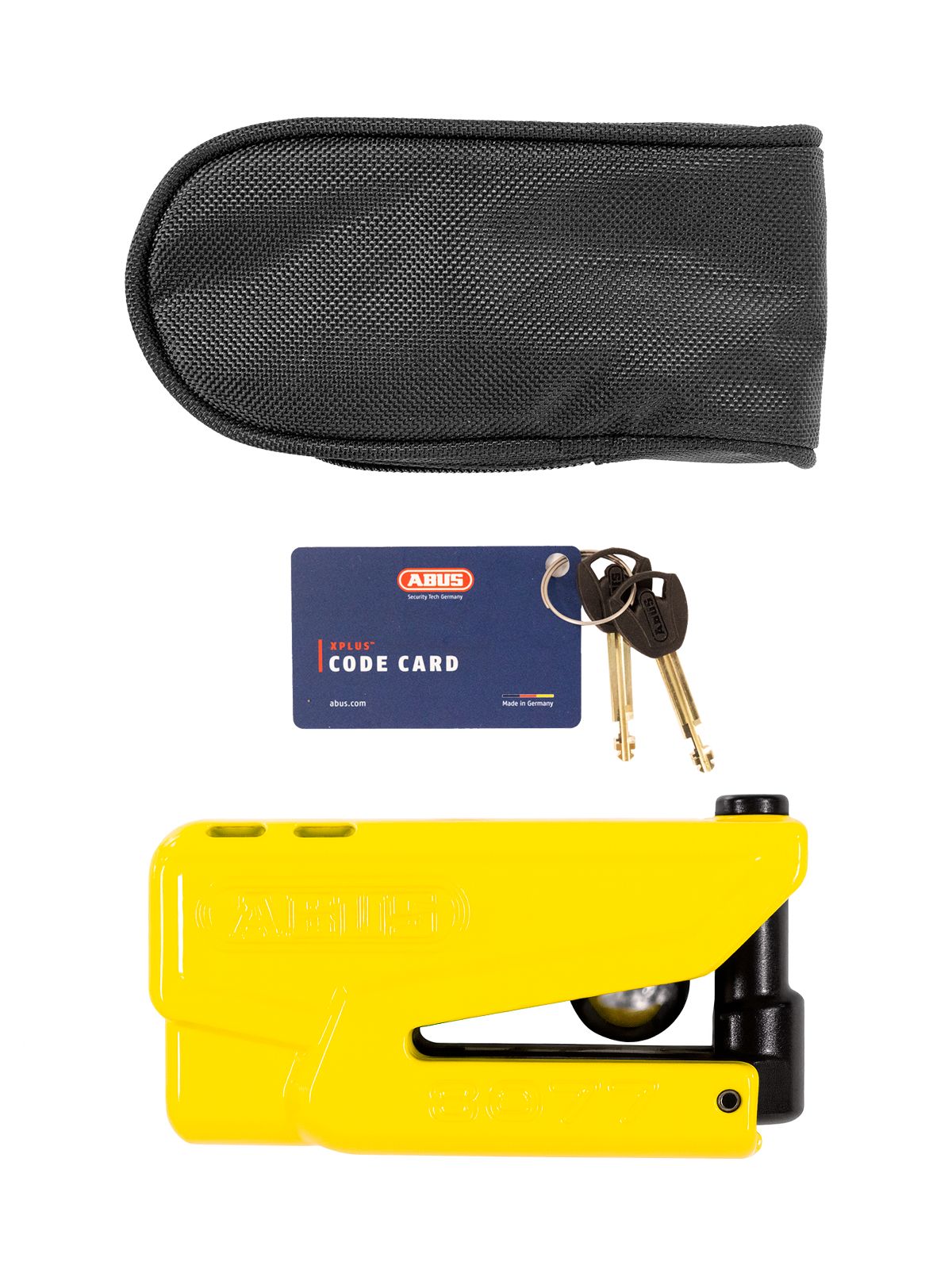 Замок мото Abus GRANIT Detecto XPlus 8077 2.0 желтый 18 уровень