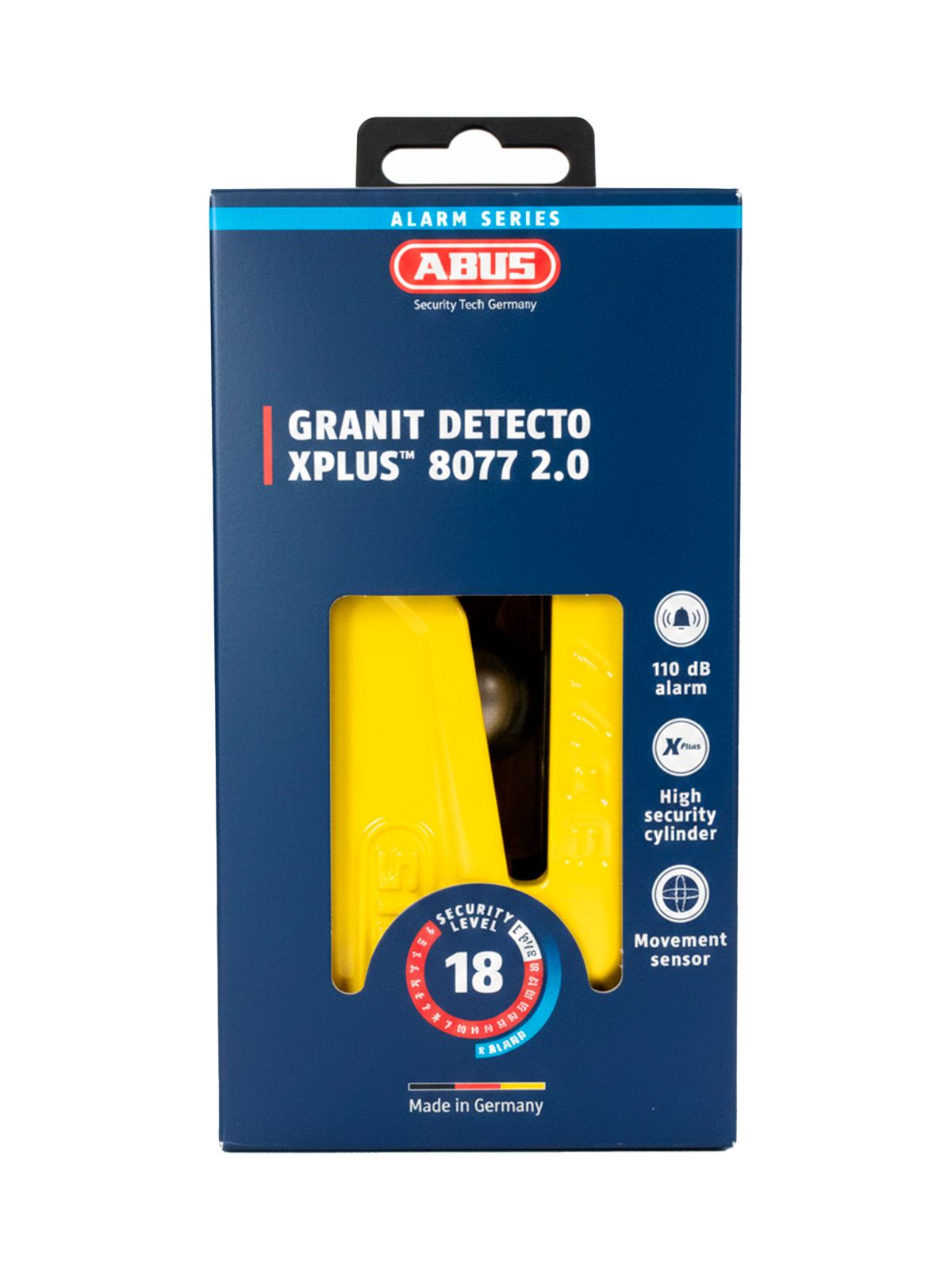 Замок мото Abus GRANIT Detecto XPlus 8077 2.0 желтый 18 уровень