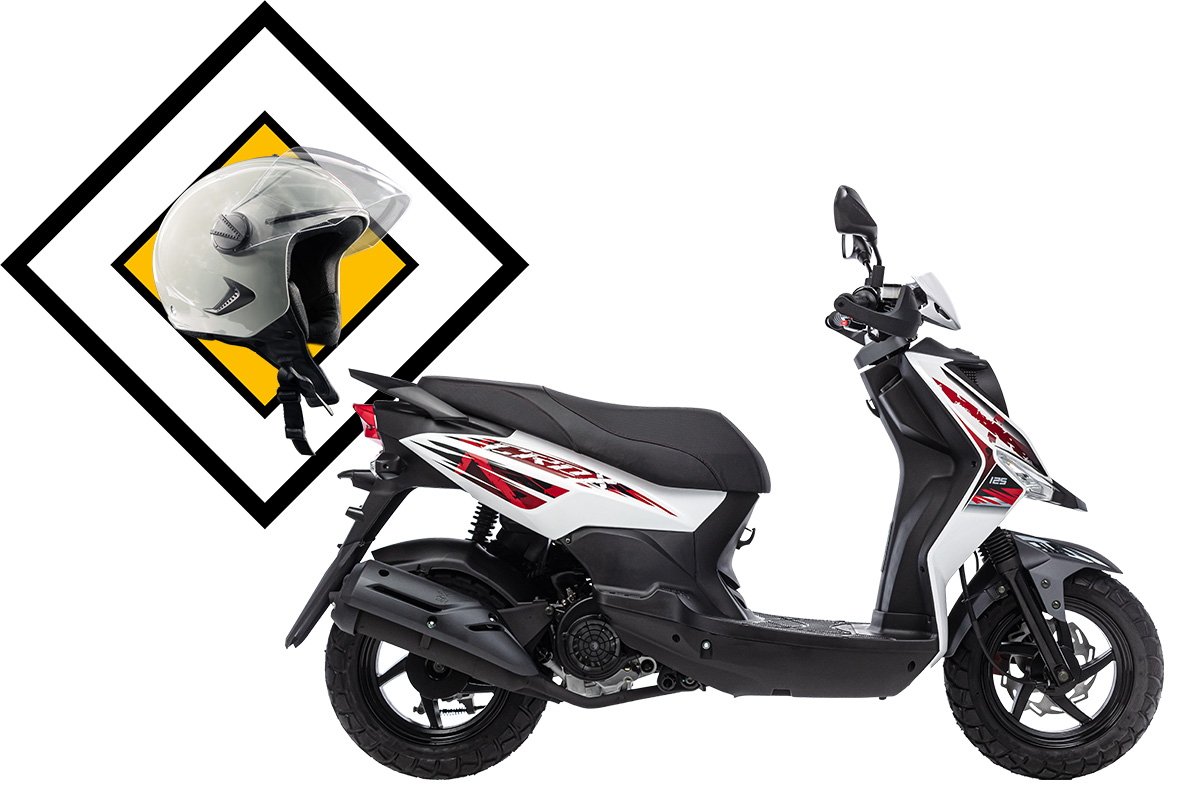 Скутер SYM CROX 125 Белый/ Матовый Темно-Серый + мотошлем SYM серый