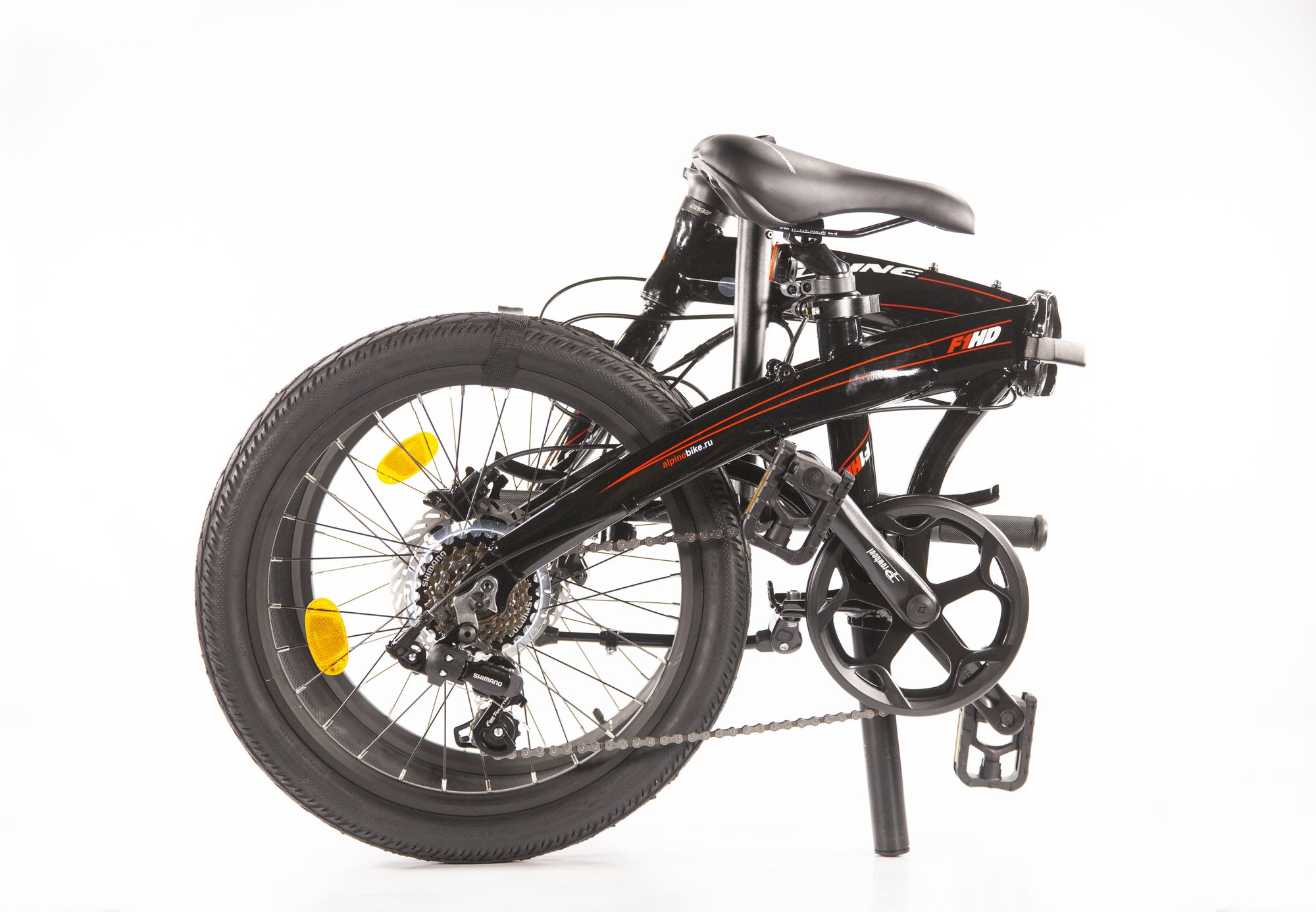 Велосипед Alpinebike F1HD, One size, 20", складной, 7 скоростей, черно-красный