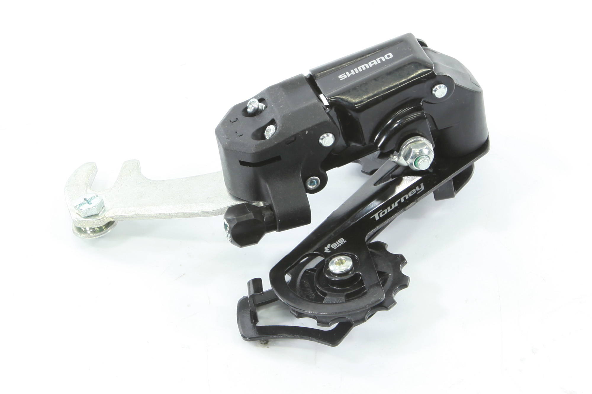 Переключатель задний Shimano Tourney, TY200, GS, 6/7ск. крепление на ось, цв. черный, б/уп.