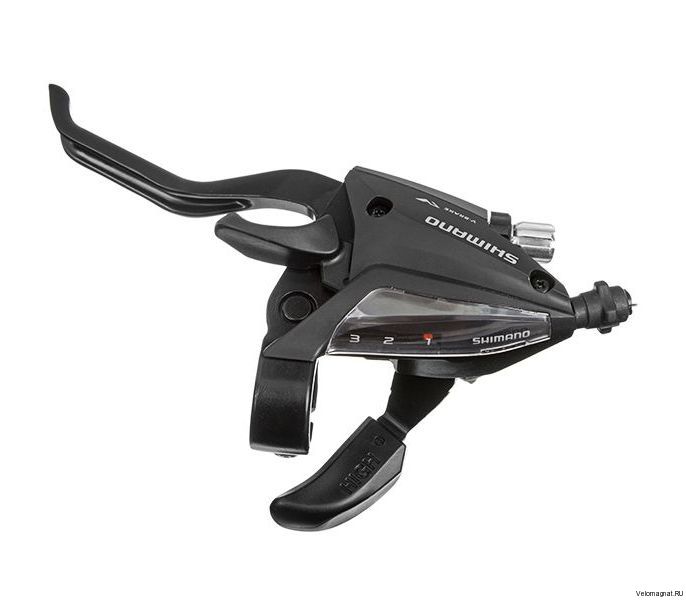 Шифтер с тормозной ручкой Shimano Tourney, EF500, лев, 3ск, тр., цв. черный