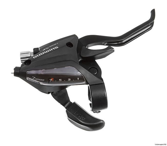 Шифтер/тормозная ручка Shimano Tourney, EF500, прав, 7ск, тр., цв. черный