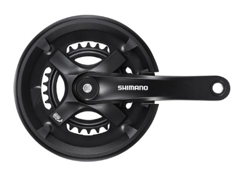 Система Shimano TY501, 170мм 2x7/8ск, Кв, 46/30, с защитой от цепи., с болтами креп,  цвет черный