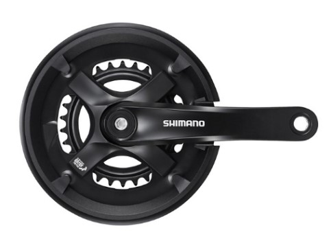 Система Shimano TY501, 175мм 2x7/8ск, Кв, 46/30, с защитой от цепи., с болтами креп,  цвет черный